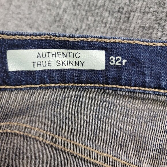 Gap 1969 Womans Authentic True Skinny Jeans 32R Distressed Frayed Hem Blue Denim - Picture 5 of 8